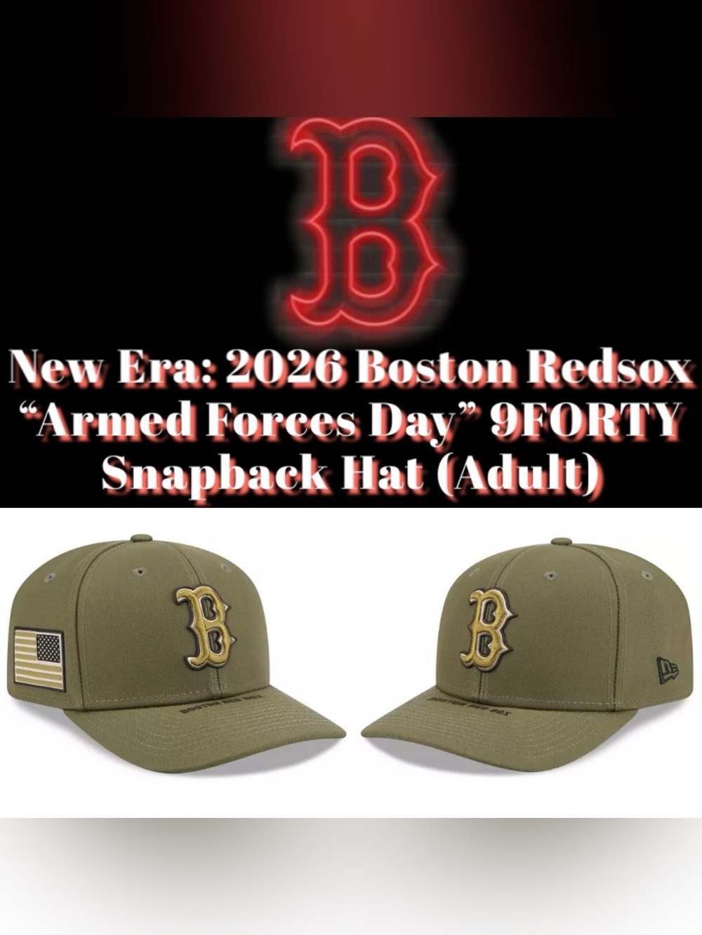 New Era - 2026 Boston Redsox “Armed Forces Day” 9FORTY Snapback Hat (Adult)